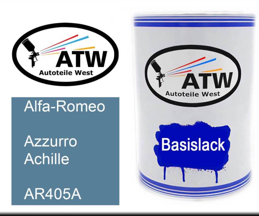 Alfa-Romeo, Azzurro Achille, AR405A: 500ml Lackdose, von ATW Autoteile West.